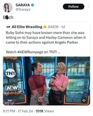 Screengrab of Saraya's tweet